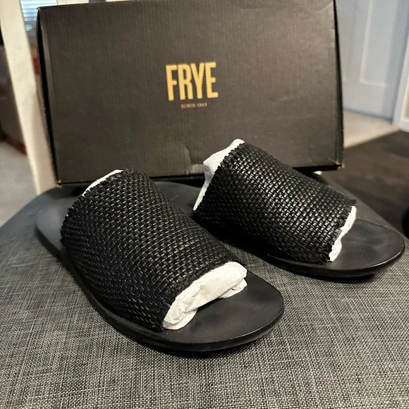 Frye riley woven slide sale